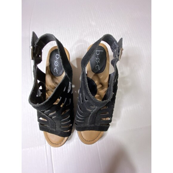 BOC Born Concept Dixie Women Black Leather Open Toe Block Heel Sandals Sz 7.5 - Picture 6 of 8